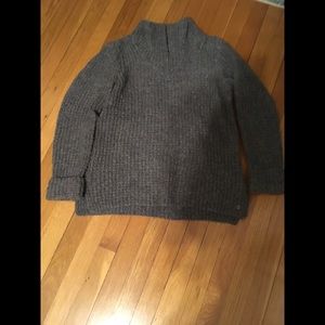 Eddie Bauer waffle knit wool zip neck sweater
